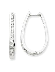 14k White Gold Diamond Hoop Earrings. Carat Wt- 1ct. Metal Wt- 6.48g