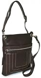 Nino Bossi Vintage Leather Cross Body Bag with Contrast Stitch Chocolate