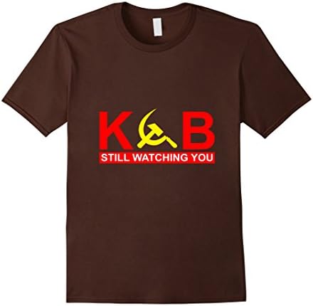 Men's KGB Still Watching You - Soviet Communism Russian Shirt Large Brown