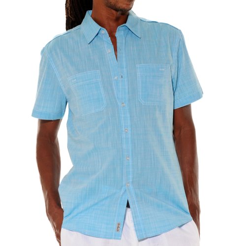 bohio Two pockets short sleeve BLUE cotton shirt Destination Wedding