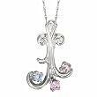 14K White Gold Mother's Pendant - 3 Gemstone -- YOU CHOOSE THE COLORS!