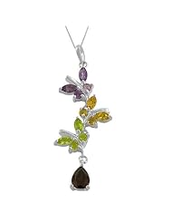 Sterling Silver Amethyst, Citrine, Peridot & Garnet Necklace (18 Inch)