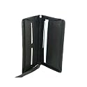 Black Genuine LEATHER Travel Document Passport Zippered Case Holder