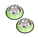 Iconic Pet 4 Cup Color Splash Striped Non-Skid Pet Bowl for Dog or Cat (2 Pack), Green, 32 oz