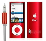 Red Premium Quality Slimline Aux-In input Lead Cable 3.5mm for connecting iPod, iPhone 3G, 3GS + 4G and mp3 players to car and home stereo (1.2m)
