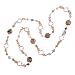 Lovely Golden Beige Stone Beaded Long 34" Necklace Fashion Jewelry