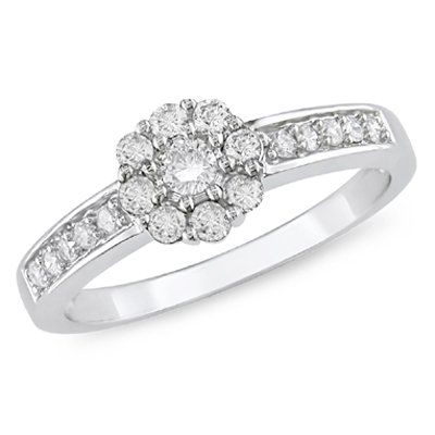 Cheap 1/2 ct Diamond Flower Ring in 10k White Gold, I2-I3, G-H-I Cheap 1/2 ct Diamond Flower Ring in 10k White Gold, I2-I3, G-H-I