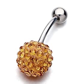 Belly Navel Rings Orange Crystal Shimmering Sun Jewelry Fashion November