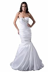 Sweetheart Satin Mermaid Beaded Lace-Up Vintage  Dress with a Court Train 