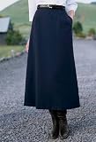 Washable Flannel Boot Skirt / Petite, Navy, 10