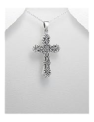 Cross Pendant Necklace In 92.5 Sterling Silver