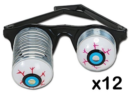(LOT OF 12) Droopy Eyes Glasses Goofy Slinky Pop Out Eye Gag Halloween Costume Party Joke by ROCKYMART