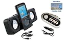 Portable Stereo Speaker (Black) + FM Transmitter for SanDisk Sansa Player Fuze Clip View Incl. DBROTH Microfiber Cleaning cloth