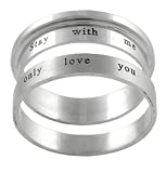 Stainless Steel Overlaying Secret Love Message Polished Band