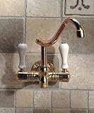 Best sale price for Herbeau 42046357 Wood Handle/Brushed Nickel Dixmude Double Handle Wall Mount Kitchen Faucet from the. Free Shipping.