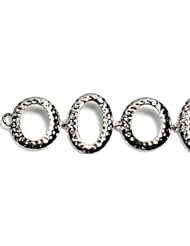 Sterling Silver Hammered Oval Rings Bracelet 8"