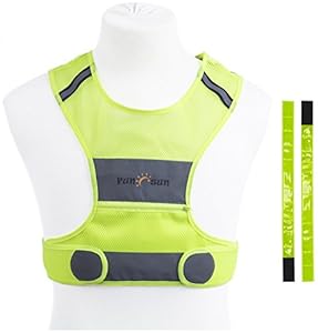 Reflective Vest for Running or Cycling (Women, Men, Kids), Gear for Jogging, Biking, Walking, High Visibility - Reflective Gear - Fully Adjustable - Pocket / Zipper + 2 Reflective Safety Wristbands