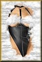 Unique y2 Leather and Chain Teddy Adjustable Collar Elastic Back and G-String One Size Shown with Y2L-H-102 Hat and Y2L-W-200 Studded Unique y2 Leather Whip