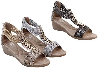 BOLARO DW5850 Women's Open Toe Animal Skin Print Wedge Sandals, Color:CAMEL, Size:9