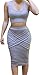 Hqclothingbox Women Sleeveless Sexy 2 Pieces Bodycon Bandage Evening Dress