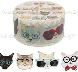 Aimez le Style Glasses Cat Design 28mm width Washi Paper Masking Tape