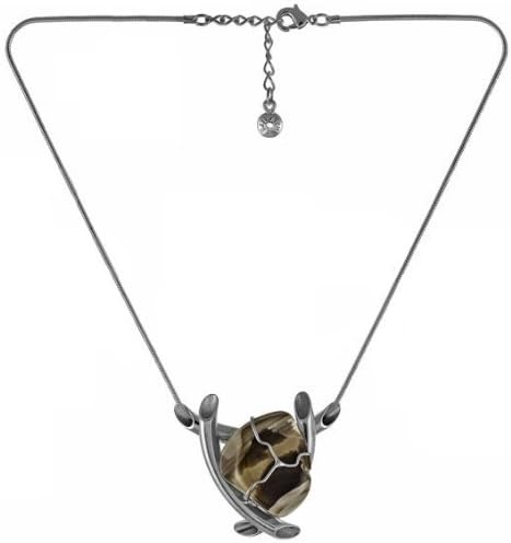 Natural Flint Stone Triangle Shaped Fashion Necklace - Unique Statement Jewellery, Gift Idea for Mothers Day, Christmas, Birthdays - This is natural stone and the size and shades may vary.