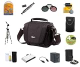 Sony HDR-SR5 / DCR-SR200 / SR300 Accessory Kit (Includes 4 Year Extended Warranty, Lowepro Carrying Case and Memory Card Wallet, High Capacity Battery and Charger, Memory Card Reader, 57in Tripod, 3-Piece Filter Kit, Universal Screen Protectors, Lens Cleaning Kit, and LCD Cleaning Kit with Microfiber Cloth)