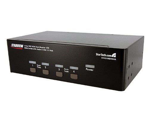 StarTech.com 4 Port DVI VGA Dual Monitor KVM Switch USB with Audio and USB 2.0 Hub (SV431DDVDUA) On Sale