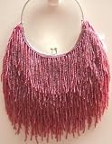 Hand-Strung Crystal Beaded Silk Kiss-Lock Purse -Crimson-