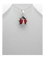 Ladybug Colored Enamel Pendant Necklace In 92.5 Sterling Silver