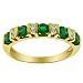 14K Yellow Gold Ring with Emeralds and Diamonds