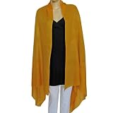 Plain Pure Wool Shawl Womens Outerwear in Yellow Color Size: 80 X 36 Inches
