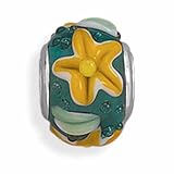 Green Bead with Yellow Flower