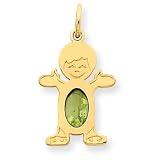 14K Boy 7x5 Oval Genuine Peridot-Aug