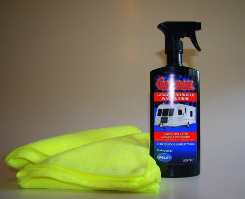 Caravan Waterless Cleaner polish 500 mls with 2 mico fibre cloths Endorsed by Bailey Caravans & FREE POSTAGE