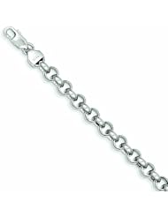 Genuine 14K White Gold 7.5In 6.25mm Polished Fancy Rolo Link Bracelet 7.5 Inches 7 Grams Of Gold 100% Satisfaction Guaranteed.