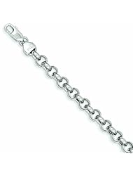 14K White Gold 7.5in 6.25mm Polished Fancy Rolo Link Bracelet 7.5 Inches