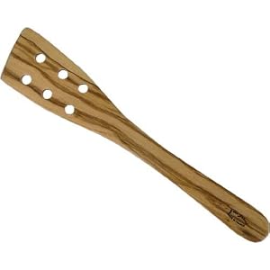 French Olive Wood Spatula with Drainage Holes