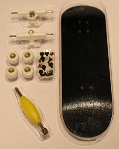 Fingerboard Bearing Wheels Wide Trucks "Legit Wood" Finger Skateboards : Mellow Shape Black