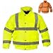 Hi-Vis Bomber Jacket EN471 Class 3. Waterproof, Concealed Hood with Draw Cord, 1 Mobile, 2 Inner 1 with zip & 2 Outer Waist pockets. Yellow or Orange. S to 4XL.
