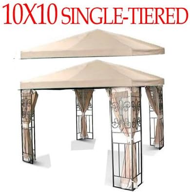 NEW 10' X 10' ONE Tier Replacement Gazebo Canopy TOP Cover SUN Shade 10x10 Beige