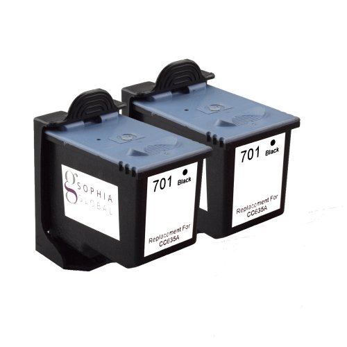Sophia Global Remanufactured Ink Cartridge Replacement for HP 701 (2 Black)