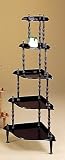 Five-tier Wall Unit Corner Rack/Stand Dark Walnut Finish Wood