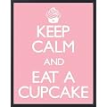 Motivational Mini Poster and Frame (Wood) - Keep Calm And Eat A Cupcake (20 x 16 inches)