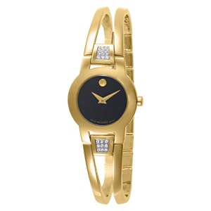 Movado Women's 604984 Amorosa Gold-Plated Diamond Accented Bangle Bracelet Watch by Movado