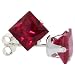 Sterling Silver Ruby Red 1 1/4 Carat Size (each) Princess Cut CZ Stud Earrings