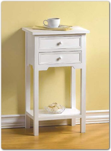 White Telephone Table, End Table or Night Stand with 2 Drawers
