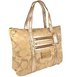 Coach Signature Poppy Glam Shoulder Bag Tote 13826 Gold