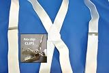 X-back Formal Satin Finished White Suspenders with Silver Clips