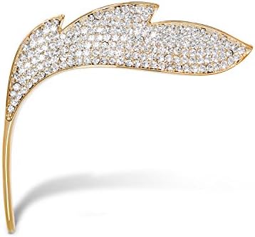 Fashion Jewelry Gold-tone Clear Crystal Art Deco Leaf Brooch Bridal Wedding Pins Mother's Gifts